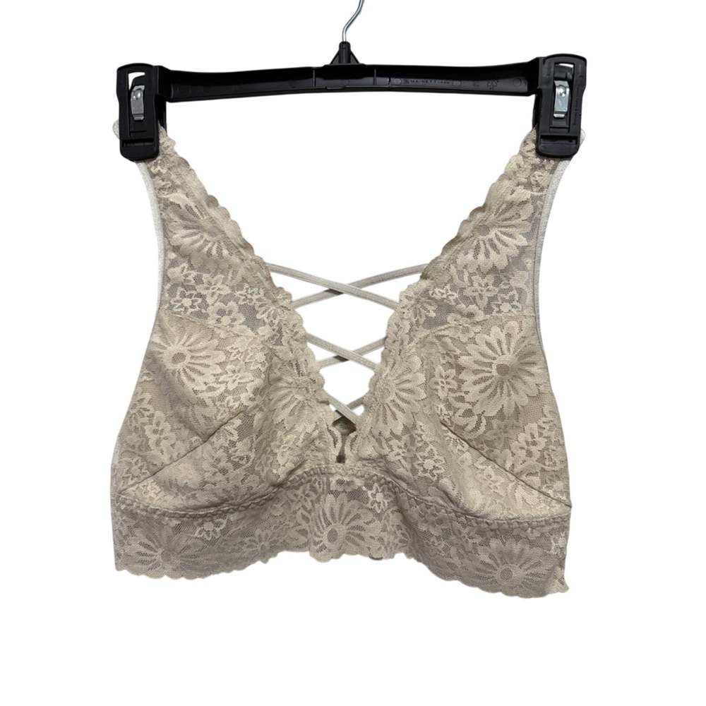 Victoria's Secret PINK (Beige) Floral Lace Bralette Women Size Large